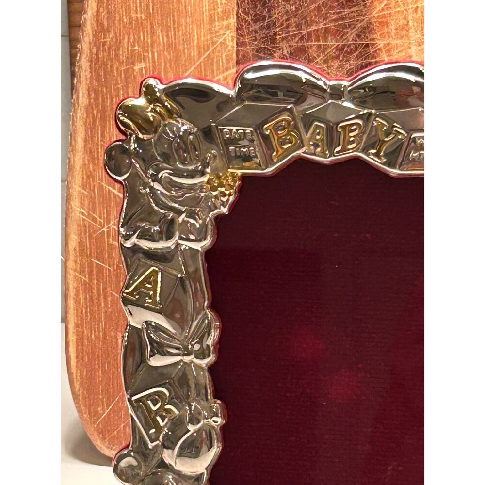 Vintage Disney Mickey Minnie Mouse Donald Duck Baby Frame Silverplate Brass 4x6 - Picture 11 of 11